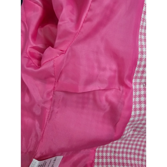 Alara Pink White Check Gold Button Tweed Blazer - Picture 7 of 9